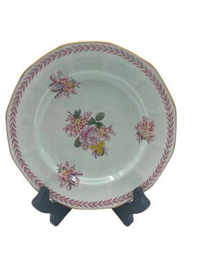 3 Adams Calyx Ware Chelsea Sprays 6" Bread Appetizer Plates Laurel Red Stamp